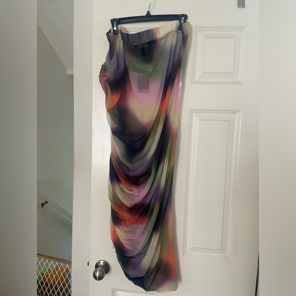 Eloquii Multicolor Sheer Draped Swim Coverup